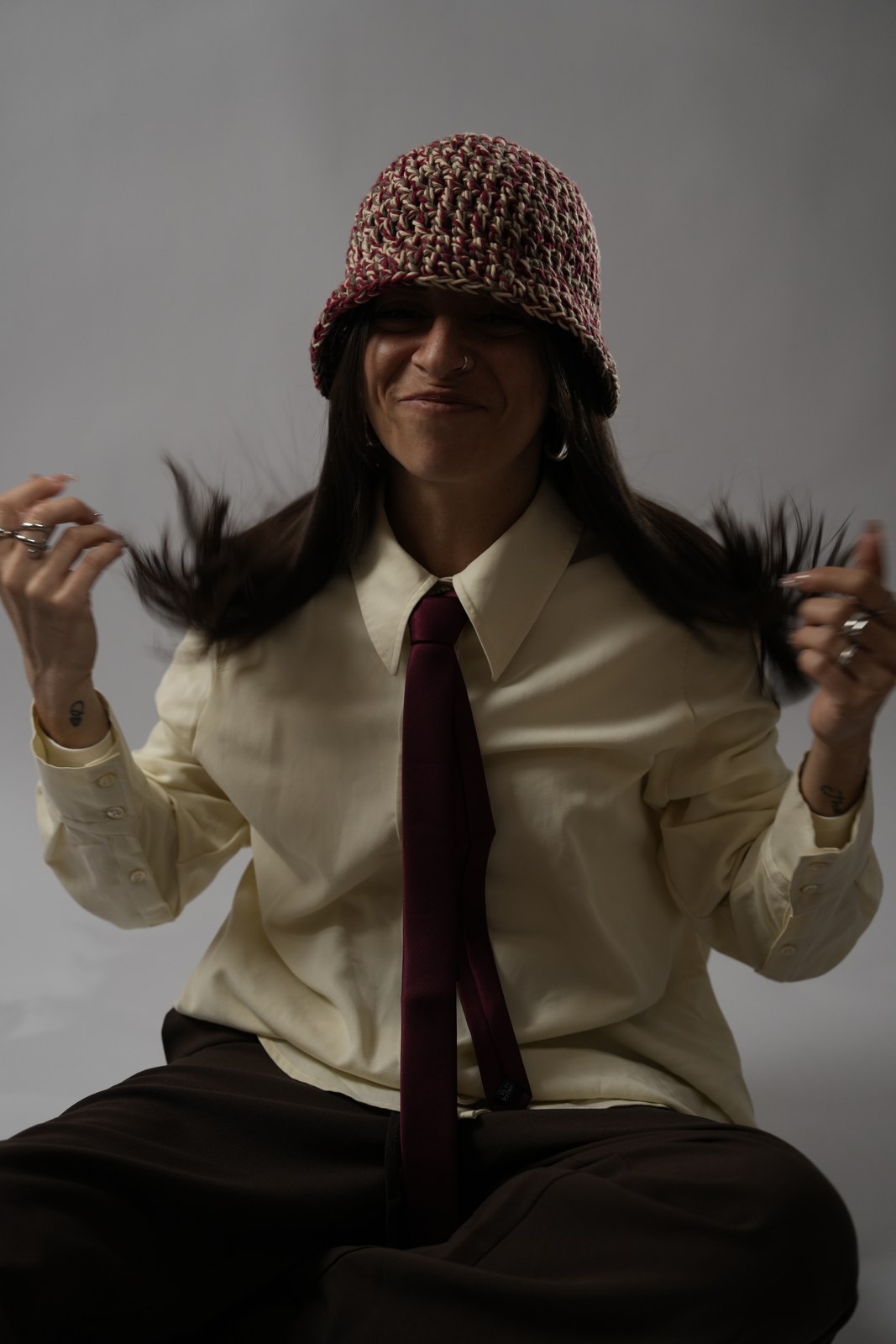 Ritratto con cappello crochet rosa