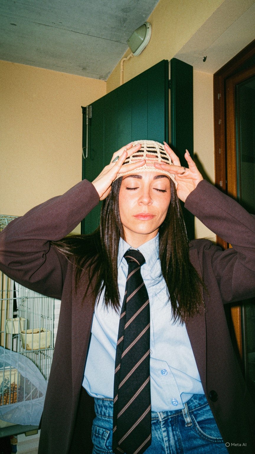 Stefania con cappello crochet rosa